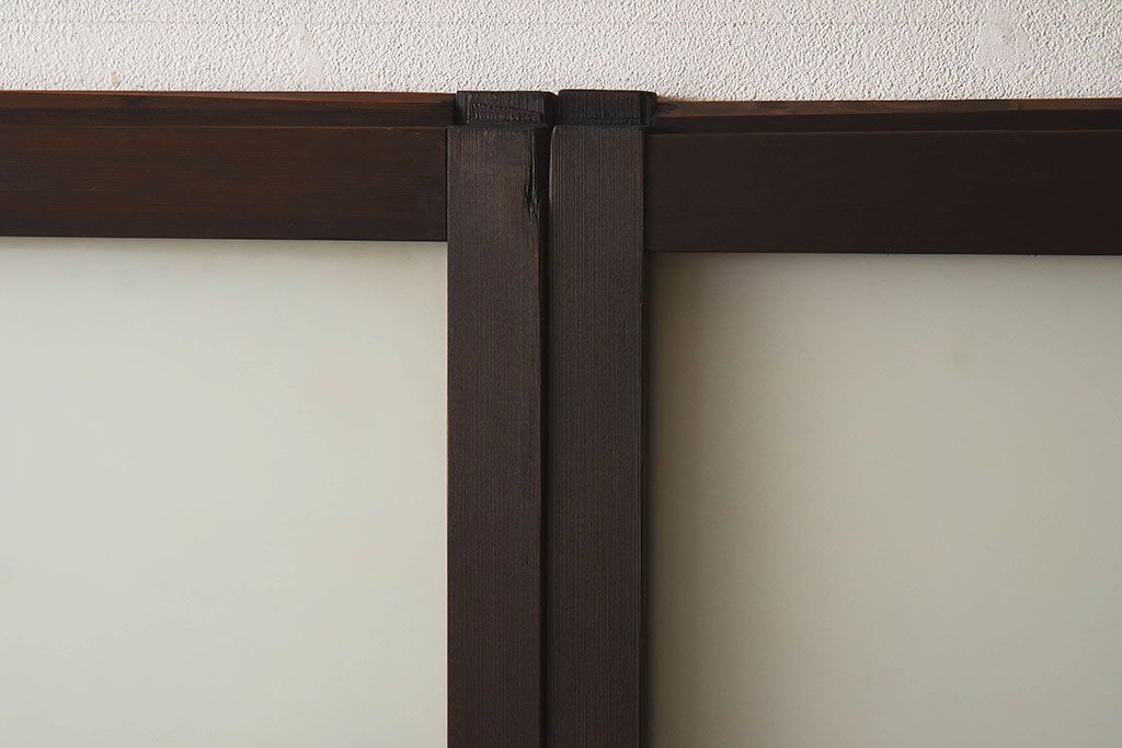 和製アンティーク　すりガラス　クリアガラス　モダンな雰囲気が魅力的なガラス戸2枚セット(建具、引き戸)