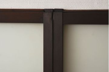 和製アンティーク　すりガラス　クリアガラス　モダンな雰囲気が魅力的なガラス戸2枚セット(建具、引き戸)