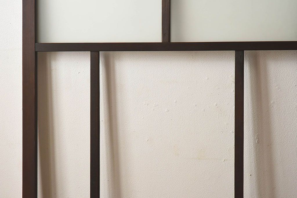 和製アンティーク　すりガラス　クリアガラス　モダンな雰囲気が魅力的なガラス戸2枚セット(建具、引き戸)