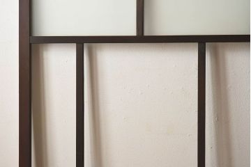 和製アンティーク　すりガラス　クリアガラス　モダンな雰囲気が魅力的なガラス戸2枚セット(建具、引き戸)