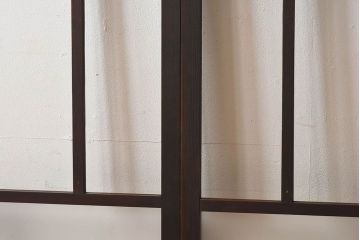 和製アンティーク　すりガラス　クリアガラス　モダンな雰囲気が魅力的なガラス戸2枚セット(建具、引き戸)