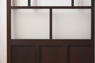 和製アンティーク　すりガラス　クリアガラス　モダンな雰囲気が魅力的なガラス戸2枚セット(建具、引き戸)