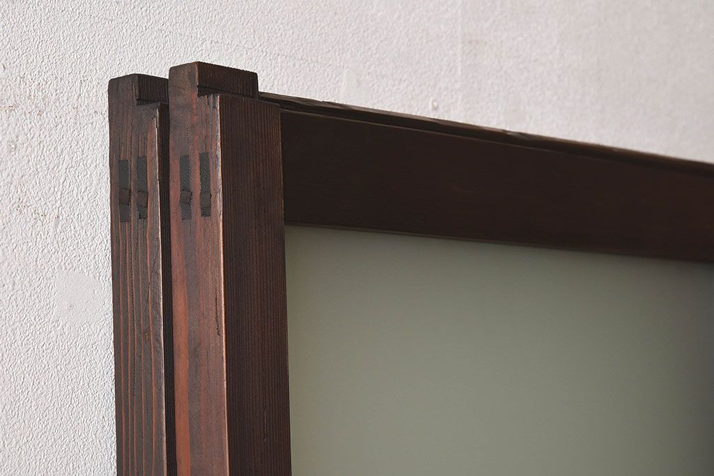 和製アンティーク　すりガラス　クリアガラス　モダンな雰囲気が魅力的なガラス戸2枚セット(建具、引き戸)