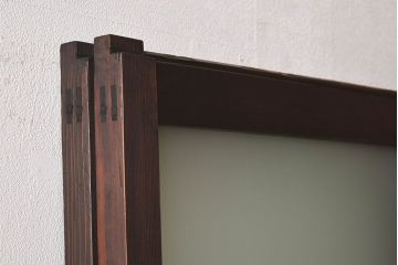 和製アンティーク　すりガラス　クリアガラス　モダンな雰囲気が魅力的なガラス戸2枚セット(建具、引き戸)