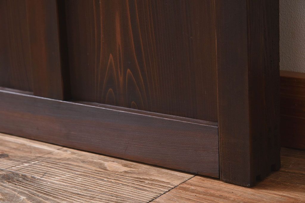 和製アンティーク　すりガラス　クリアガラス　モダンな雰囲気が魅力的なガラス戸2枚セット(建具、引き戸)