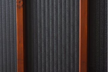昭和レトロ　クリアガラスと銀モールガラス使用　檜材の木目が魅力的なガラス戸2枚セット(引き戸)