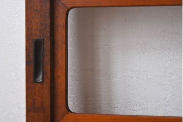 昭和レトロ　クリアガラスと銀モールガラス使用　檜材の木目が魅力的なガラス戸2枚セット(引き戸)