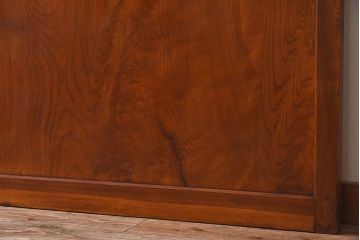 昭和レトロ　クリアガラスと銀モールガラス使用　檜材の木目が魅力的なガラス戸2枚セット(引き戸)