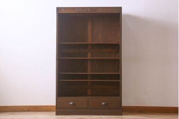 アンティーク家具　和製アンティーク　和モダンな雰囲気漂う大振りなブックケース(本箱、収納棚、戸棚、食器棚)