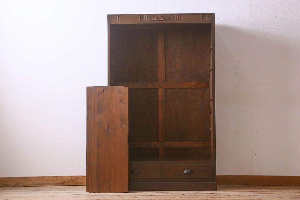 アンティーク家具　和製アンティーク　和モダンな雰囲気漂う大振りなブックケース(本箱、収納棚、戸棚、食器棚)