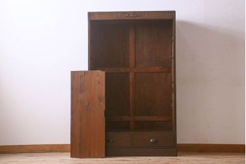 アンティーク家具　和製アンティーク　和モダンな雰囲気漂う大振りなブックケース(本箱、収納棚、戸棚、食器棚)