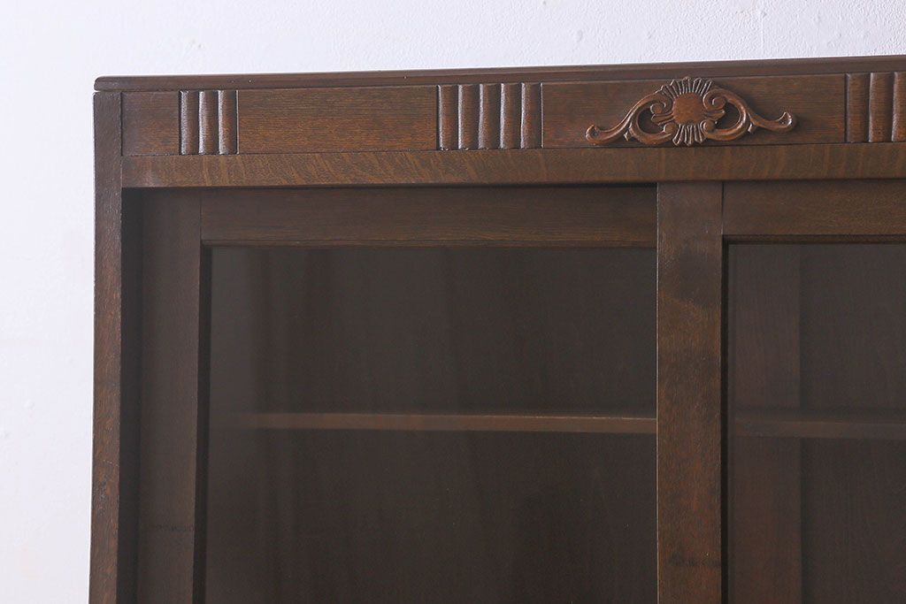 アンティーク家具　和製アンティーク　和モダンな雰囲気漂う大振りなブックケース(本箱、収納棚、戸棚、食器棚)