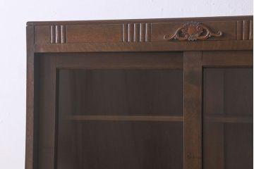 アンティーク家具　和製アンティーク　和モダンな雰囲気漂う大振りなブックケース(本箱、収納棚、戸棚、食器棚)