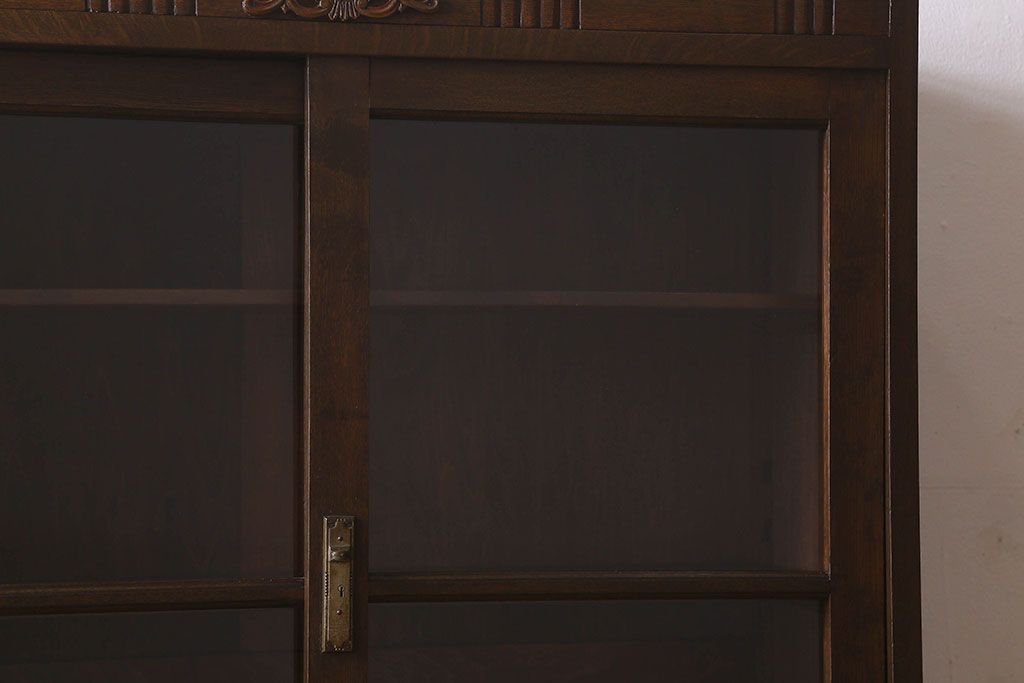 アンティーク家具　和製アンティーク　和モダンな雰囲気漂う大振りなブックケース(本箱、収納棚、戸棚、食器棚)