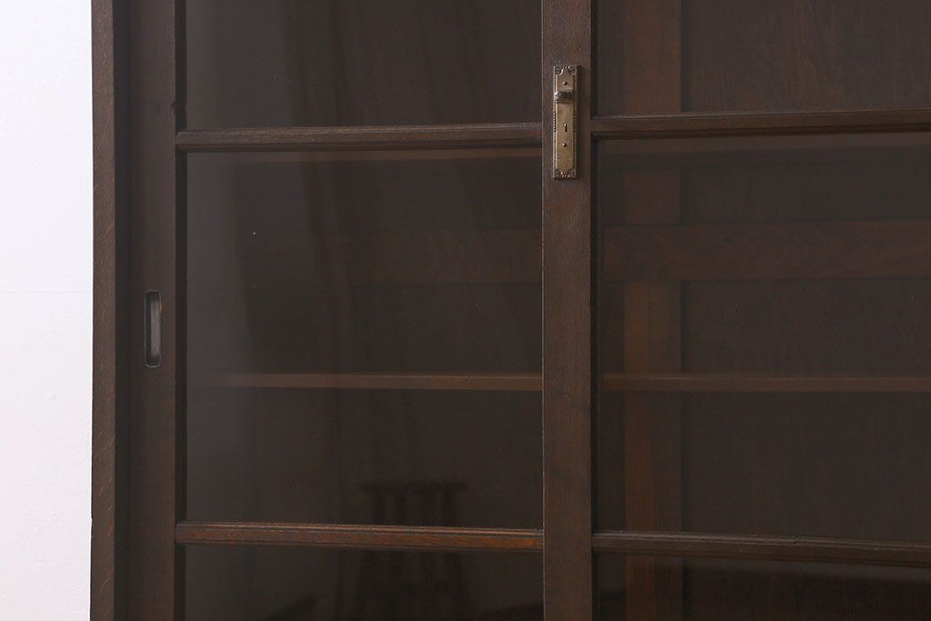 アンティーク家具　和製アンティーク　和モダンな雰囲気漂う大振りなブックケース(本箱、収納棚、戸棚、食器棚)