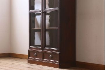 アンティーク家具　大正ロマン　前面栗材　上品なデザインのアンティークブックケース(本箱、収納棚、戸棚、食器棚)