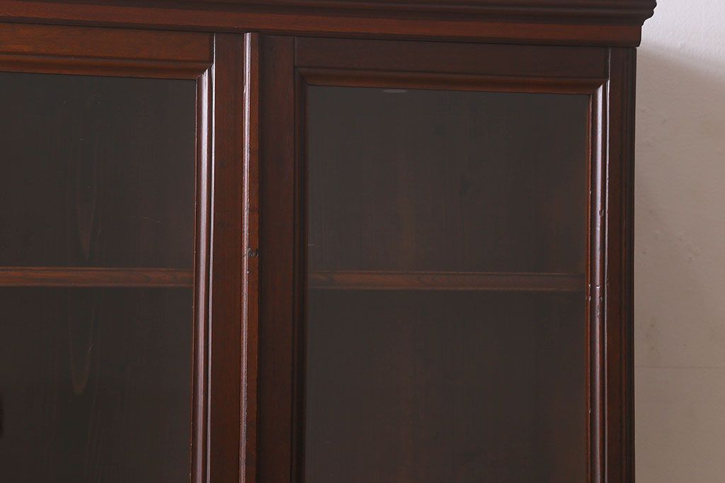 アンティーク家具　大正ロマン　前面栗材　上品なデザインのアンティークブックケース(本箱、収納棚、戸棚、食器棚)