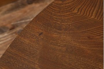 アンティーク家具　和製アンティーク　古い栓材の質感が味わい深い丸ちゃぶ台(座卓、ローテーブル、折り畳みテーブル)