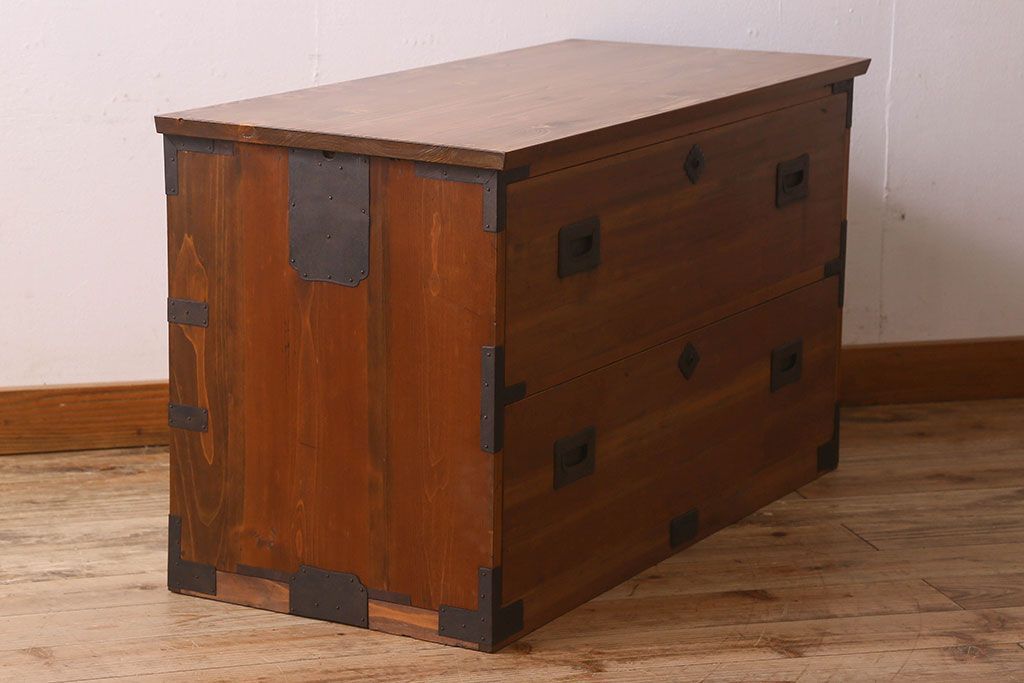 アンティーク家具　和製アンティーク　明るい木の色合いが素敵なローチェスト(ローボード、引き出し、テレビ台)