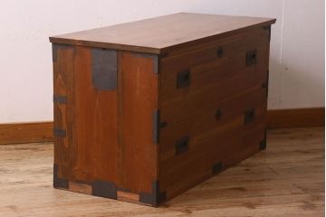 アンティーク家具　和製アンティーク　明るい木の色合いが素敵なローチェスト(ローボード、引き出し、テレビ台)