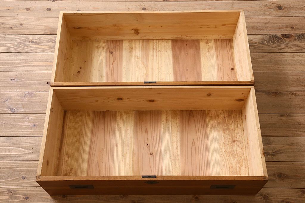 アンティーク家具　和製アンティーク　明るい木の色合いが素敵なローチェスト(ローボード、引き出し、テレビ台)