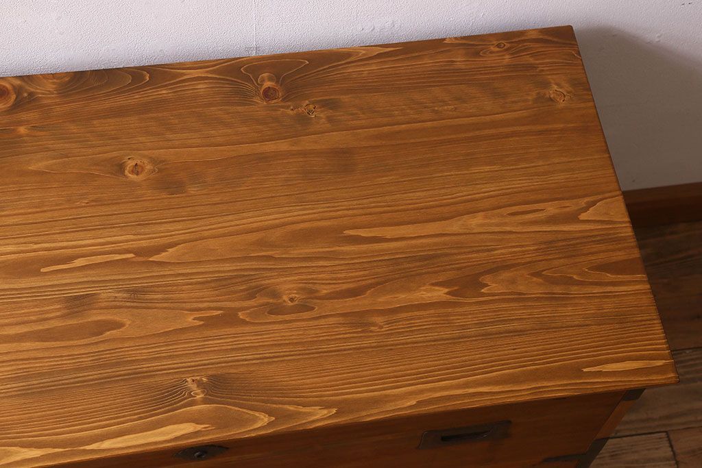 アンティーク家具　和製アンティーク　明るい木の色合いが素敵なローチェスト(ローボード、引き出し、テレビ台)