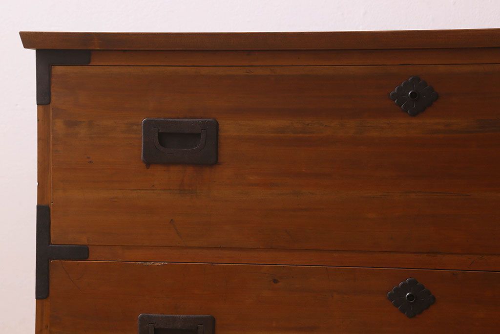 アンティーク家具　和製アンティーク　明るい木の色合いが素敵なローチェスト(ローボード、引き出し、テレビ台)