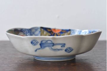 アンティーク雑貨　和製アンティーク　幕末明治期　色絵変形皿2枚セット(1)