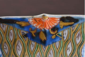 アンティーク雑貨　和製アンティーク　幕末明治期　色絵変形皿2枚セット(1)