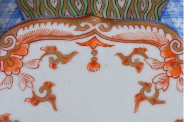 アンティーク雑貨　和製アンティーク　幕末明治期　色絵変形皿2枚セット(1)