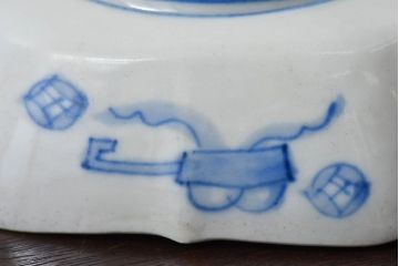 アンティーク雑貨　和製アンティーク　幕末明治期　色絵変形皿2枚セット(1)