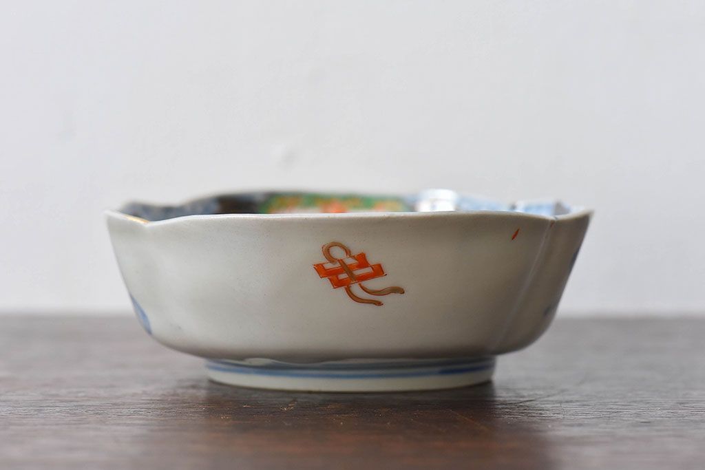 アンティーク雑貨　和製アンティーク　幕末明治期　色絵変形皿2枚セット(2)