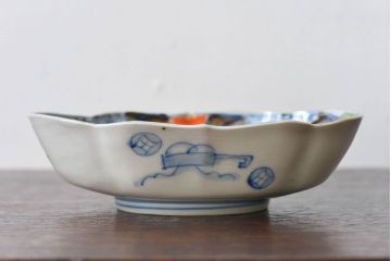 アンティーク雑貨　和製アンティーク　幕末明治期　色絵変形皿2枚セット(2)