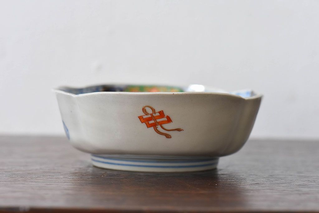 アンティーク雑貨　和製アンティーク　幕末明治期　色絵変形皿2枚セット(2)