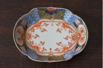 アンティーク雑貨　和製アンティーク　幕末明治期　色絵変形皿2枚セット(2)