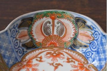 アンティーク雑貨　和製アンティーク　幕末明治期　色絵変形皿2枚セット(2)