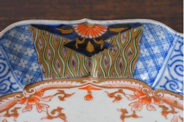 アンティーク雑貨　和製アンティーク　幕末明治期　色絵変形皿2枚セット(2)