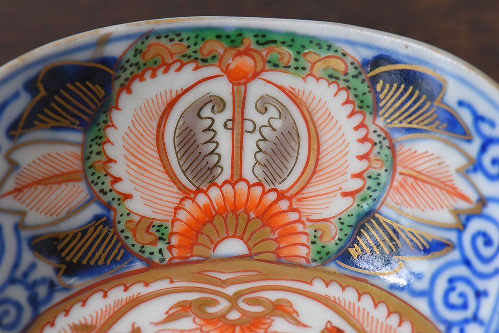 アンティーク雑貨　和製アンティーク　幕末明治期　色絵変形皿2枚セット(2)