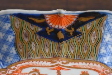 アンティーク雑貨　和製アンティーク　幕末明治期　色絵変形皿2枚セット(2)