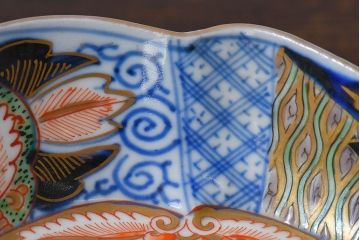 アンティーク雑貨　和製アンティーク　幕末明治期　色絵変形皿2枚セット(2)