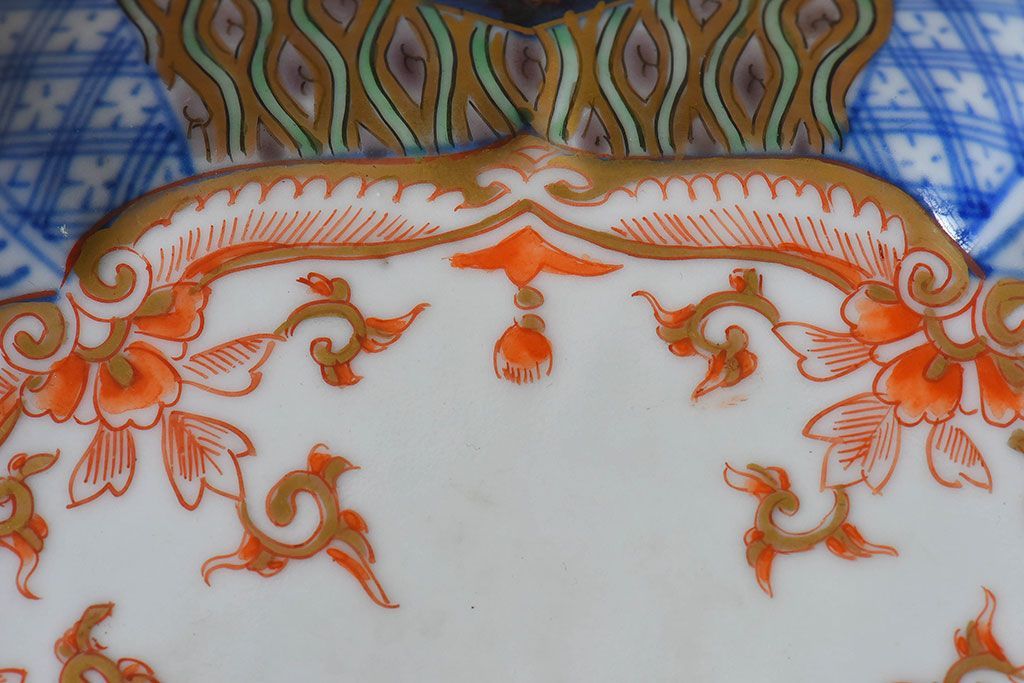 アンティーク雑貨　和製アンティーク　幕末明治期　色絵変形皿2枚セット(2)