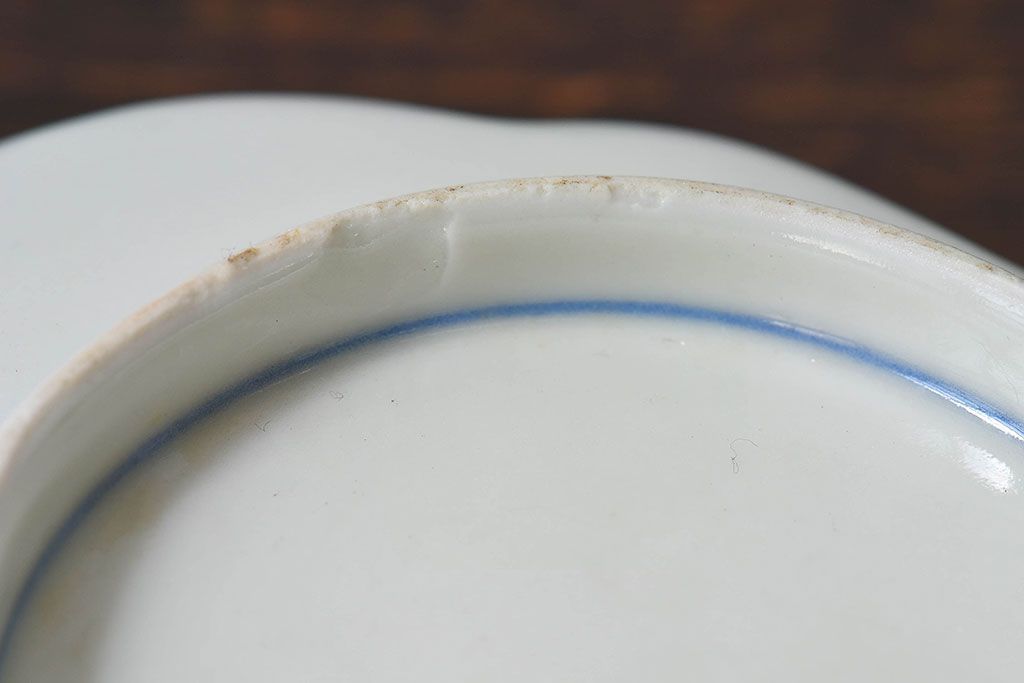 アンティーク雑貨　和製アンティーク　幕末明治期　色絵変形皿2枚セット(2)