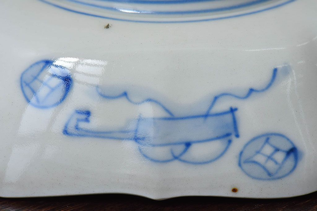 アンティーク雑貨　和製アンティーク　幕末明治期　色絵変形皿2枚セット(2)