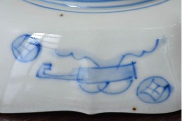 アンティーク雑貨　和製アンティーク　幕末明治期　色絵変形皿2枚セット(2)