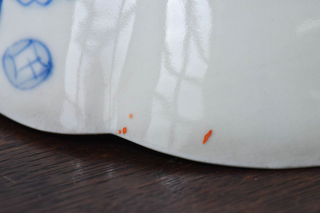 アンティーク雑貨　和製アンティーク　幕末明治期　色絵変形皿2枚セット(2)