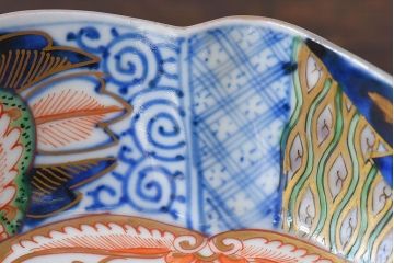 アンティーク雑貨　和製アンティーク　幕末明治期　色絵変形皿2枚セット(3)