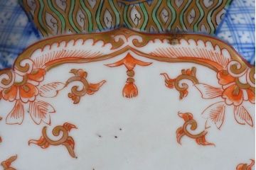 アンティーク雑貨　和製アンティーク　幕末明治期　色絵変形皿2枚セット(3)