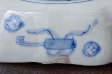 アンティーク雑貨　和製アンティーク　幕末明治期　色絵変形皿2枚セット(3)