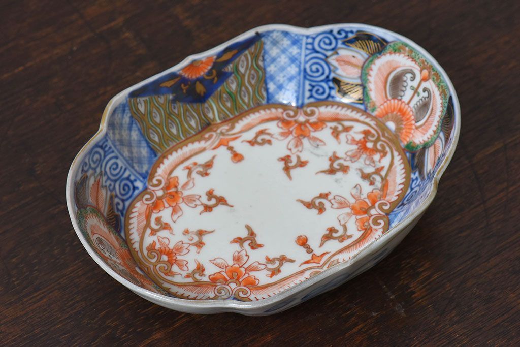 アンティーク雑貨　和製アンティーク　幕末明治期　色絵変形皿(1)