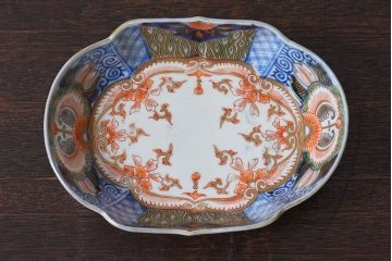 アンティーク雑貨　和製アンティーク　幕末明治期　色絵変形皿(1)
